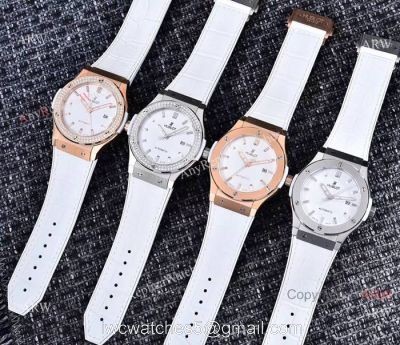 2019 Replica Hublot Classic Fusion Watches SS White Gummy Strap 1