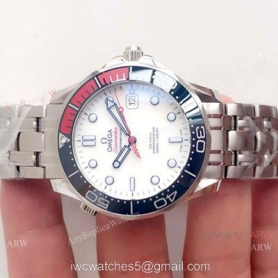 Swiss Replica Omega Seamaster Commanders 007 Watch SS BlackRed Ceramic bezel 1