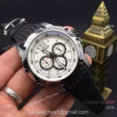 Replica Chopard Classic Racing Watch SS White Chronograph Black Rubber Bracelet 1