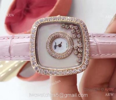 Swiss Quartz Happy Dreams Chopard Lady Watch Pink Leather Rose Gold 1
