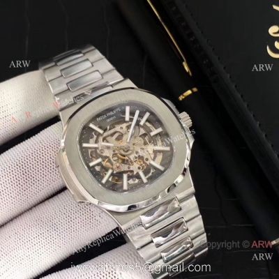 New Copy Patek Philippe Nautilus Stainless Steel Hollow Watches 1