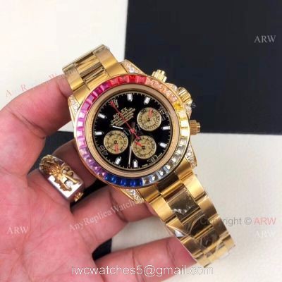 Yellow Gold Daytona Rolex Rainbow Replica Watches Automatic Movement 1