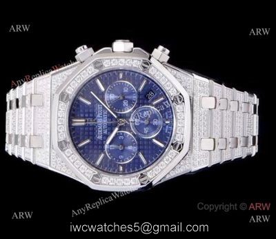 AAA Replica Audemars Piguet Ice Royal Oak Stainless Steel Blue Chronograph Watch 1