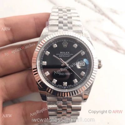 (EW) Copy Rolex Jubilee Datejust II Diamond Watch Black Dial ETA3255 1