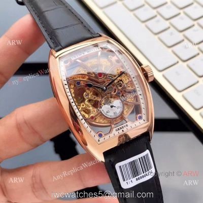 Copy Franck Muller Geneve 39mm Watch Rose Gold Hollow Dial 1