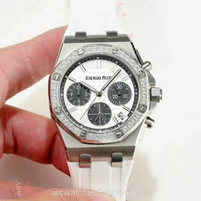 Women Audemars Piguet Royal Oak offshore Replica Watch Diamond Bezel White Dial 1