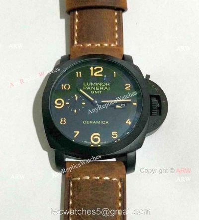Copy Panerai PAM 441 Luminor GMT Ceramica Watch Black Case 1