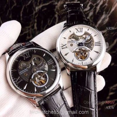 New Replica Chopard Tourbillon Watches SS Black Leather Strap 1