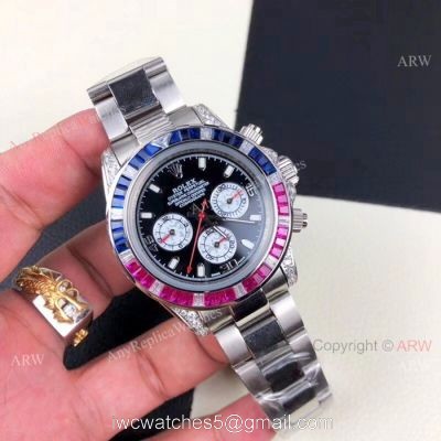 Rolex Daytona Rainbow Replica Watch Black Face Automatic Movement 1