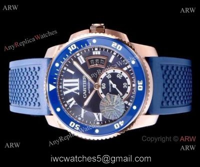 Swiss Replica Cartier Calibre De Cartier Diver Watch Rose Gold Blue 1