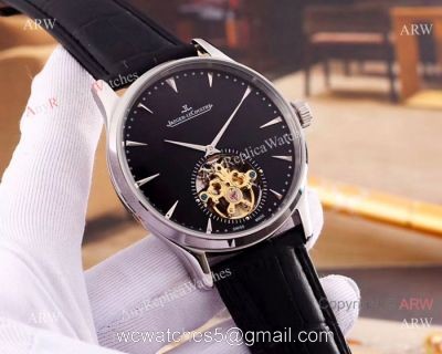 Copy Jaeger Le Coultre Flying Tourbillon Watch SS Black Dial 1
