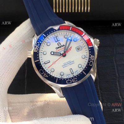 Omega Commanders 007 Copy Watch SS Blue Rubber Band 1