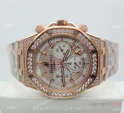 AAA Replica Audemars Piguet Royal Oak Rose Gold diamond Watches 41mm 1