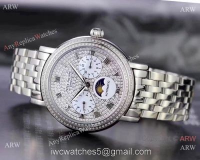 Fake Patek Philippe Complications SS Diamond dial Watch Swiss 9100 1