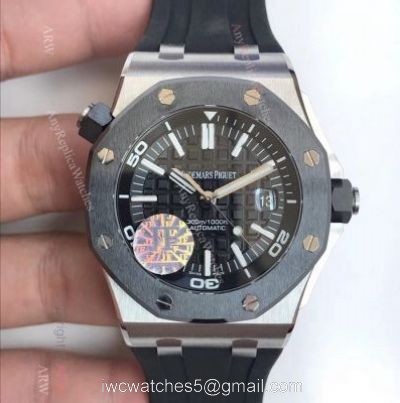JF Swiss Replica Audemars Piguet Divers SS Black Bezel Watch 3120 Movement 1