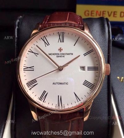 Best Vacheron Constantin Geneve Fake Watch Rose Gold Roman Dial 1