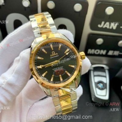Copy Omega Seamaster Aqua Terra Swiss Citizen 8215 Watches 2-Tone Black Dial 1