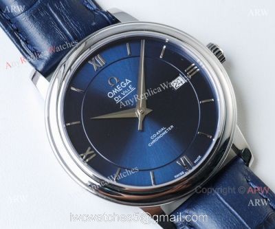Highest Quality Copy Omega De Ville Swiss 2824 Watch SS Blue Dial 1