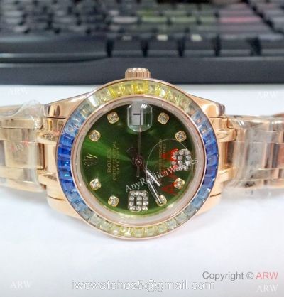 Low Price Rolex Masterpiece Rose Gold Green Face Watch 31mm Medium 1