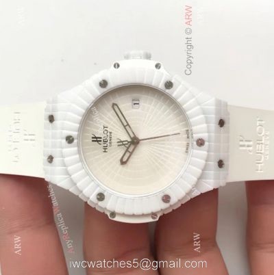 Swiss 9015 Hublot Big Bang Tutti Frutti Caviar White Rubber Strap Watches 45mm 1