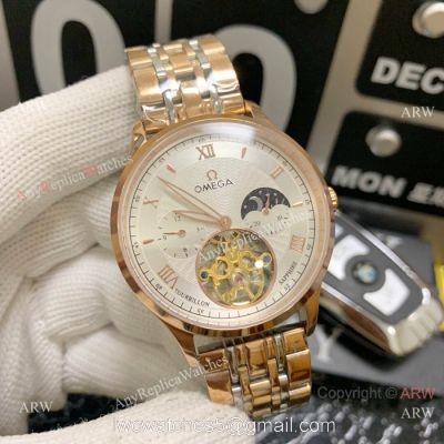 Replica Two Tone Rose Gold Omega Complications Moonphase Watch 42mm 1