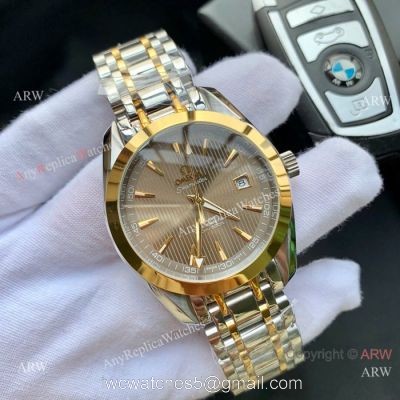 Omega Seamaster Aqua Terra Two Tone Gray Face Watches 42mm AAA Copy 1