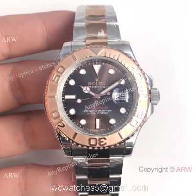 Swiss Replica Rolex Yachtmaster 2-T Rose Gold Chocolate Face Watch AR Factory 1
