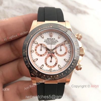 AR Factory SWISS ROLEX DAYTONA 4130 Watch Rose Gold White Face 1