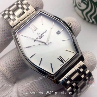 New Style Vacheron Constantin Geneve Fake Stainless steel White Dial Watches 1