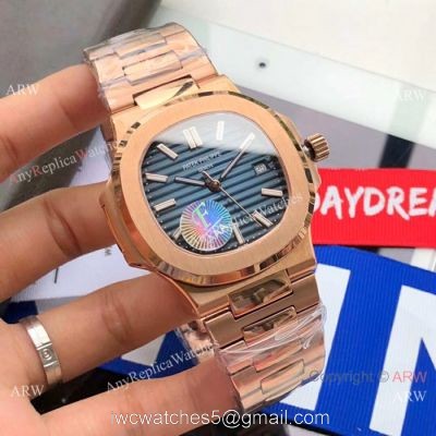 Swiss Replica Patek Philippe Nautilus 5711 Rose Gold Blue Watches 1