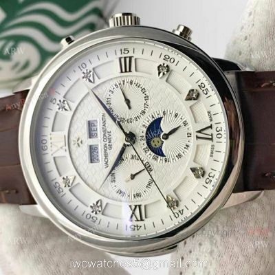 Vacheron Constantin Annual Calendar Moonphase Replica watch SS White Face 1
