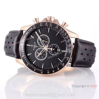 Low Price Tissot Chronograph Watches Rose Gold Black Bezel 1