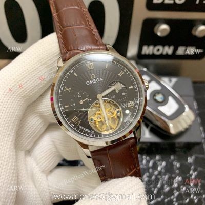 New Replica Omega Complications Moon Phase SS Black Dial Watches 42mm 1