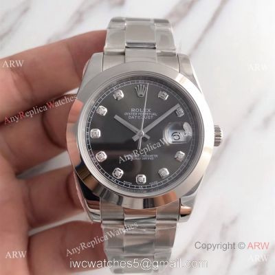 Bp Factory Rolex Oyster DateJust II 41mm Watch SS Grey Diamond Dial 1
