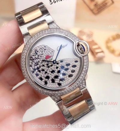 Best Replica Cartier Ballon Bleu Mens Diamond Watch Two Tone 1
