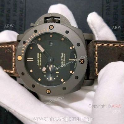 New Copy Panerai luminor submersible Brown Leather Bracelet Chocolate Case 1