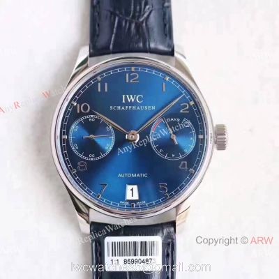Replica IWC Portugieser 7 days power reserve Watch Blue Dial w/ folding Clasp 1