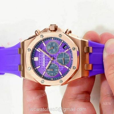 New Audemars Piguet Royal Oak Offshore Ladies Watch Rose Gold Purple Strap 1