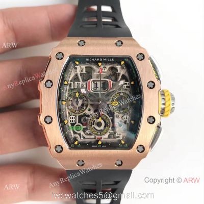 KV Factory Swiss Richard Mille RM 11-03 Flyback 7750 Watch Skeleton Dial Black Rubber 1