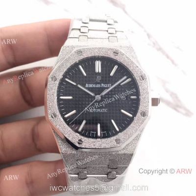 JF Factory Audemars Piguet Royal Oak Watch Replica Frosted Black Dial 1