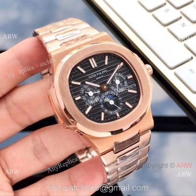 Patek Philippe Moonphase Replica Rose Gold Annual Calendar Watches 1