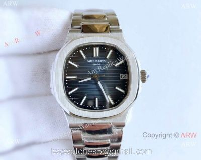 Swiss Copy Patek Philippe Ladies Automatic Nautilus Watch Stainless Steel Blue Dial 1