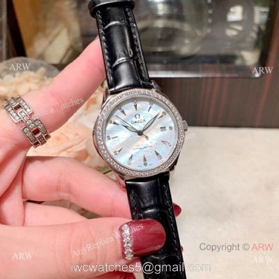 Copy Omega DeVille Co-Axial Cscapement Ladies 34mm watch Diamond bezel 1
