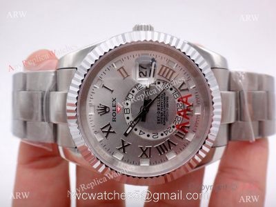 Stainless Steel Silver Dial Rolex Sky-Dweller 326939w Copy Watch w/ Working Time Zone 1