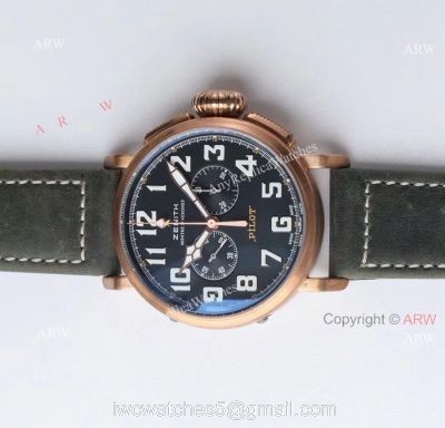 AAA Swiss Grade Replica Zenith Pilot Type 20 Extra Special Chronograph Dial Green Leather Band Watch 1