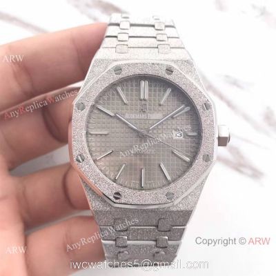 JF Factory Copy Audemars Piguet Royal Oak Frosted Case Grey Face 41mm Watch 1
