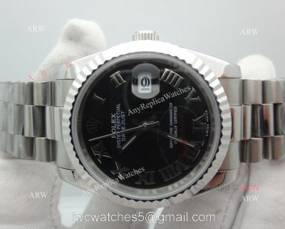 Copy Rolex Datejust Black Face Stainless Steel President Band 1