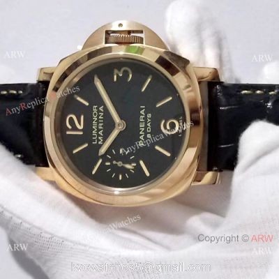 Copy Panerai Luminor Marina 8 Days Rose Gold Black Dial Watch PAM 511 1