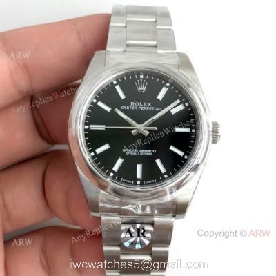 Swiss Copy Rolex Oyster Perpetual Stainless Steel Black Dial Watch Highest Quality AR Factory Rolex 1