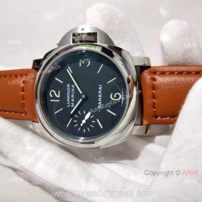 Fake Panerai Luminor Marina SS Brown Leather Strap Watch PAM 111 1